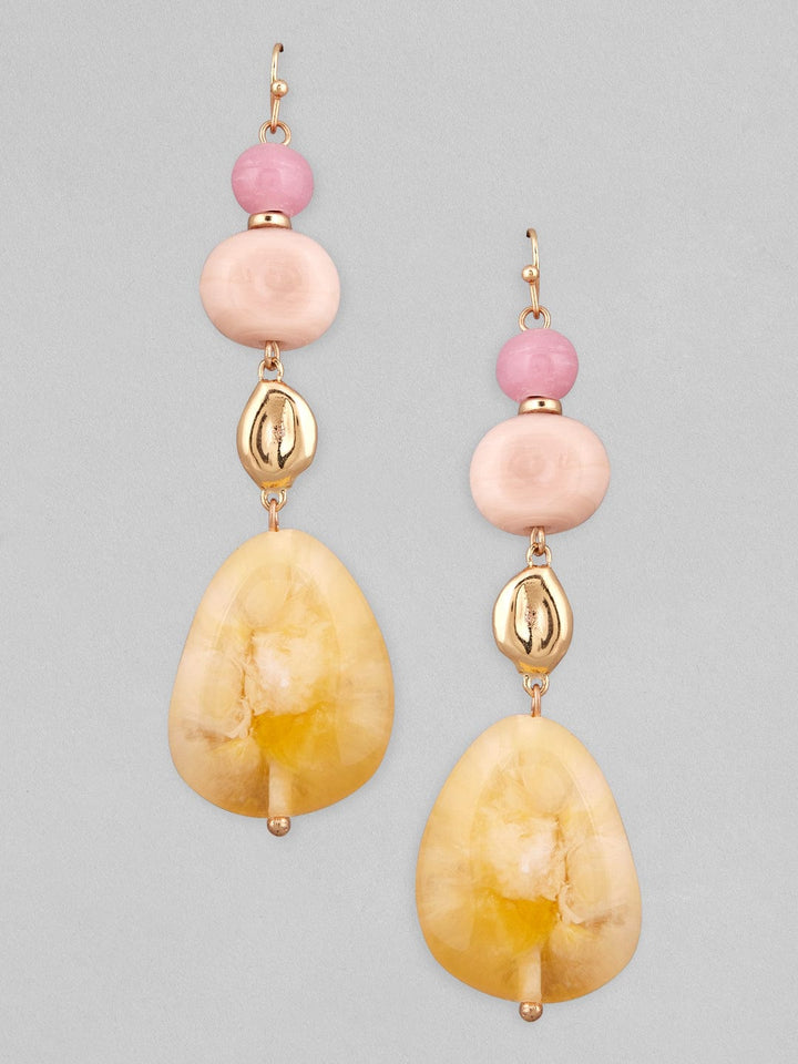 Rubans Voguish Women Western With Yellow And Pink Beads Drop Earrings Earrings