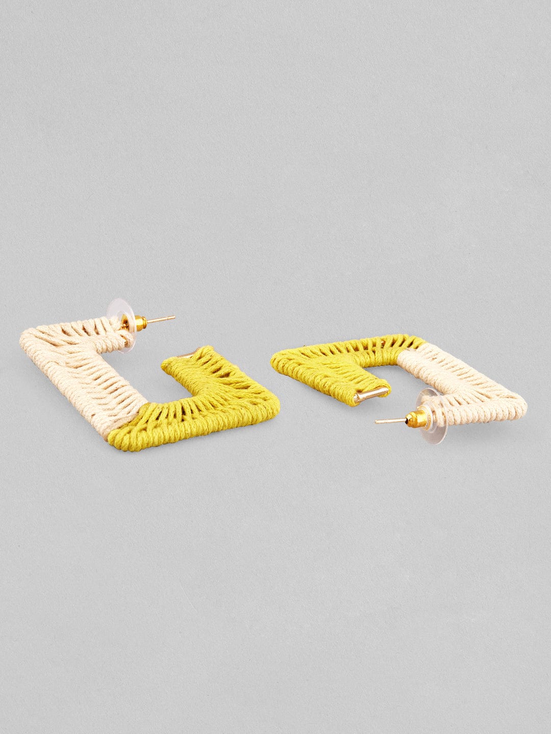 Rubans Voguish Women Yellow Beige Geometric Post-Back Hoop Earrings Earrings