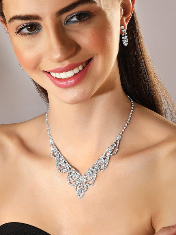 Rubans Voguish Zircon Empress Necklace Set Necklace Set