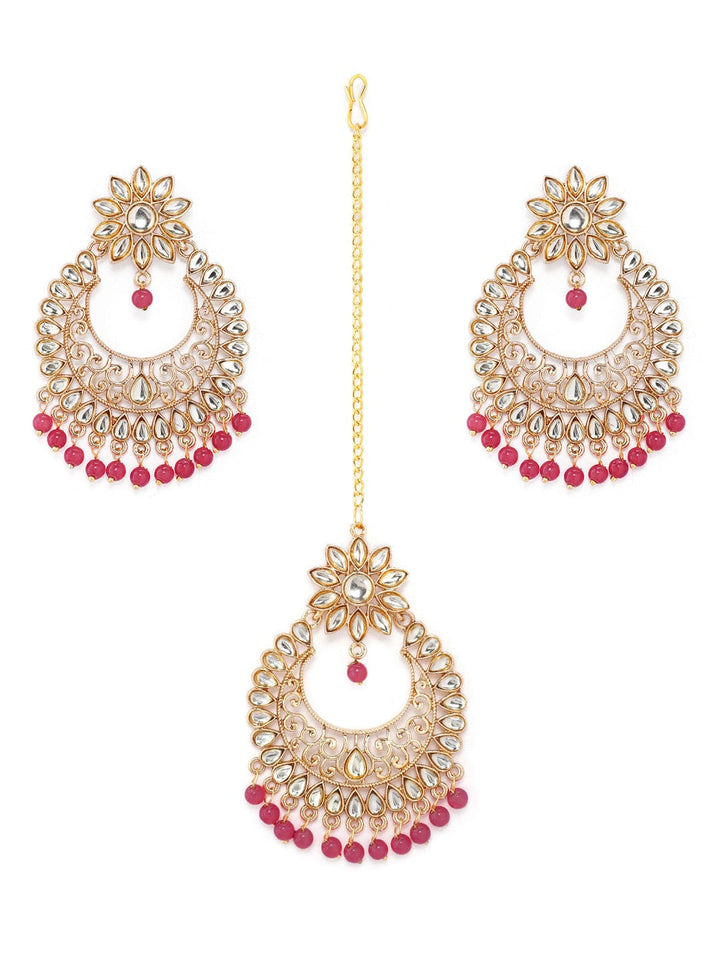 Rubans Women Gold-Plated & Pink Kundan Meenakari Jewellery Set Jewelry Sets