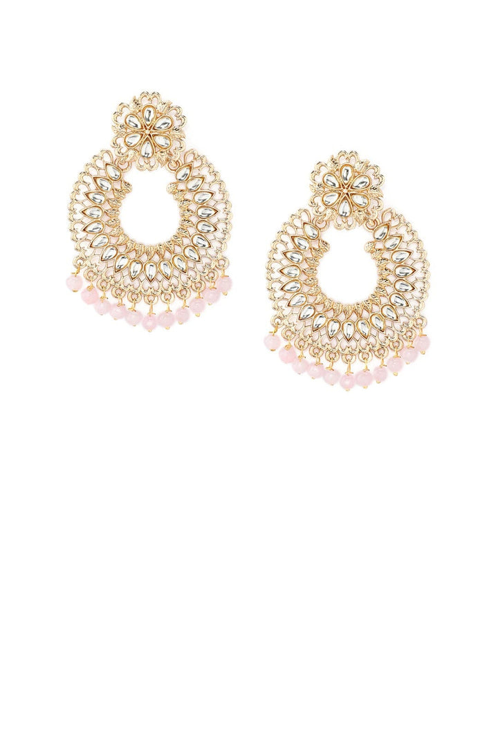 Rubans Women Gold-Plated White & Pink Kundan-Studded Beaded Handcrafted Jewellery Set Jewelry Sets