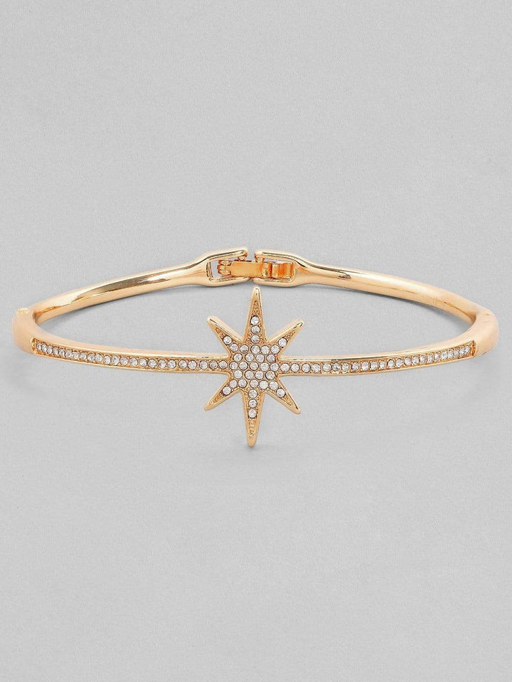 Rubans Zircon Studded Gold Plated Handcrafted Star Shape Bracelet Bangles & Bracelets