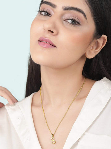 Rubans Gold Plated Alphabet "S" Necklace Chain & Necklaces