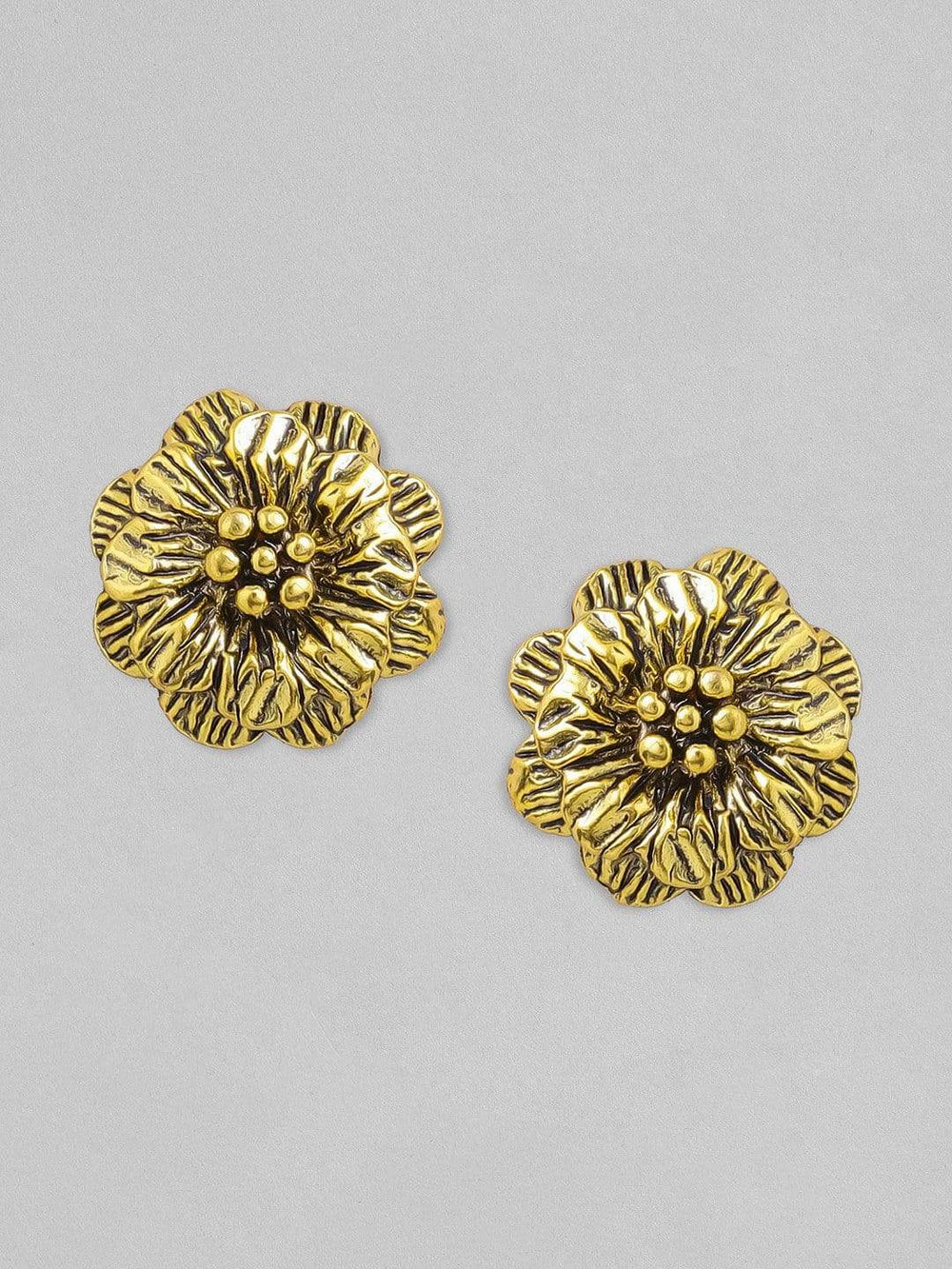 Tokyo Talkies X rubans Gold Plated Floral Stud Earrings.