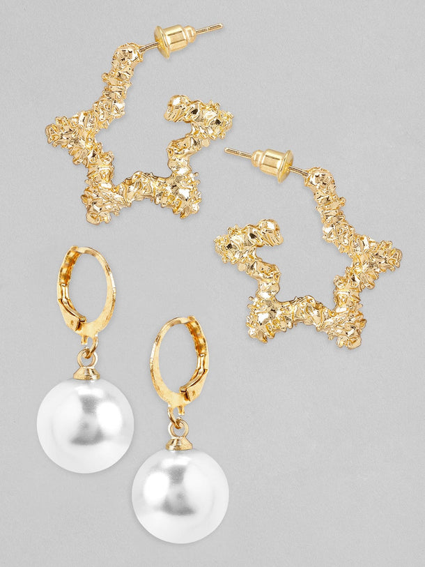 Rubans Gold Plated Handcrafted Set Of 2 Drop Earrings. Earrings