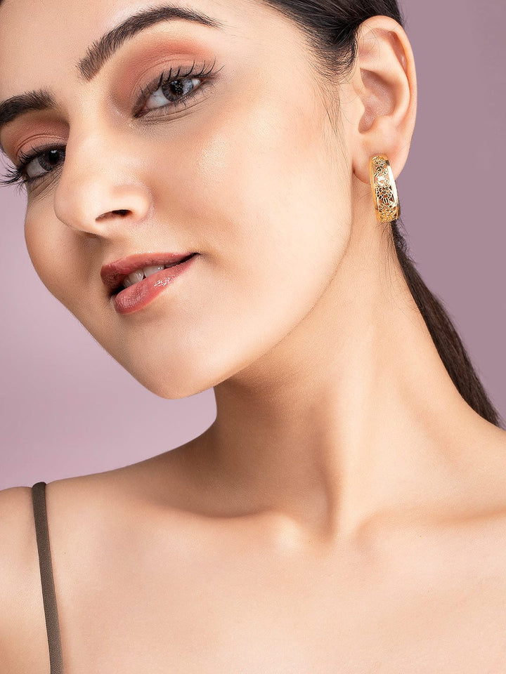 Tokyo Talkies X Rubans Gold Plated Handcrafted Set Of 2 Stud And Hoop Earrings. Earrings