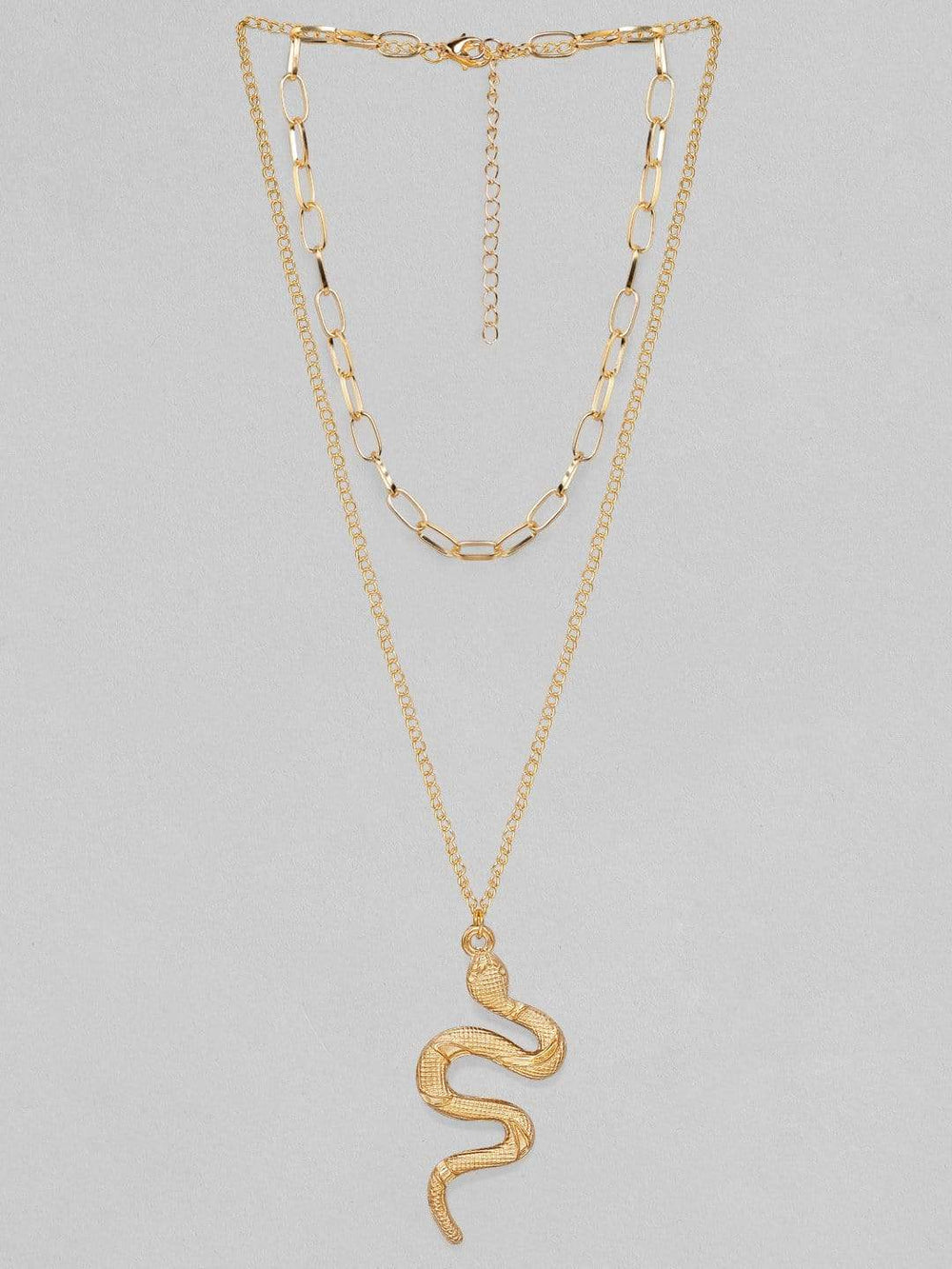 Tokyo Talkies X Rubans Gold Plated Handcrafted Snake Pendant & Chain Set of 2 Necklace Chain & Necklaces