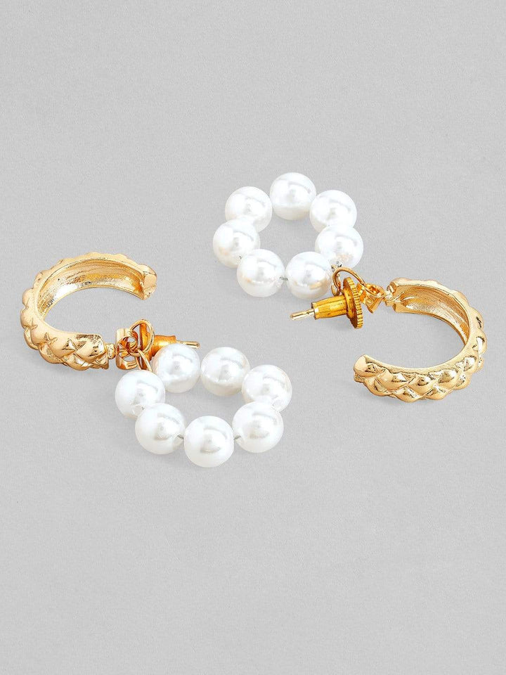 Tokyo Talkies X rubans Gold Plated Pearl Hooped Western Earrings. Earrings