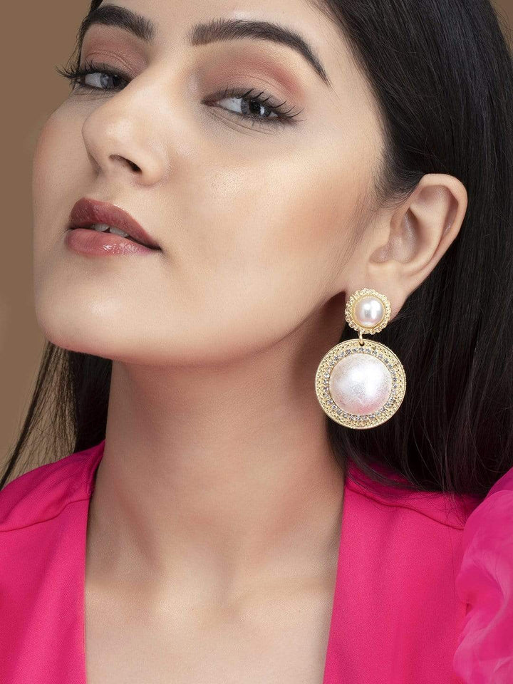 Tokyo Talkies X rubans Gold Plated Pearl Studded Party Wear Earring. Earrings