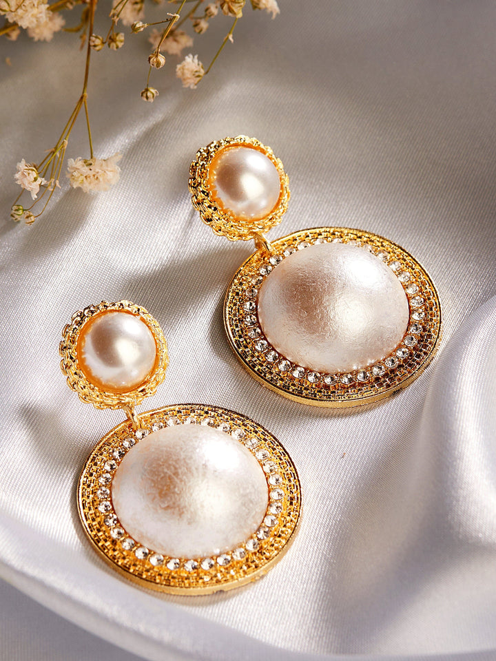 Tokyo Talkies X rubans Gold Plated Pearl Studded Party Wear Earring. Earrings