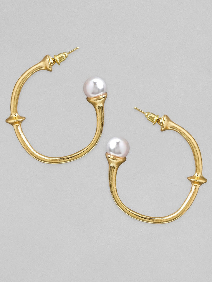 Tokyo Talkies x Rubans Gold Plated Pearls studded Hoop Earrings Earrings