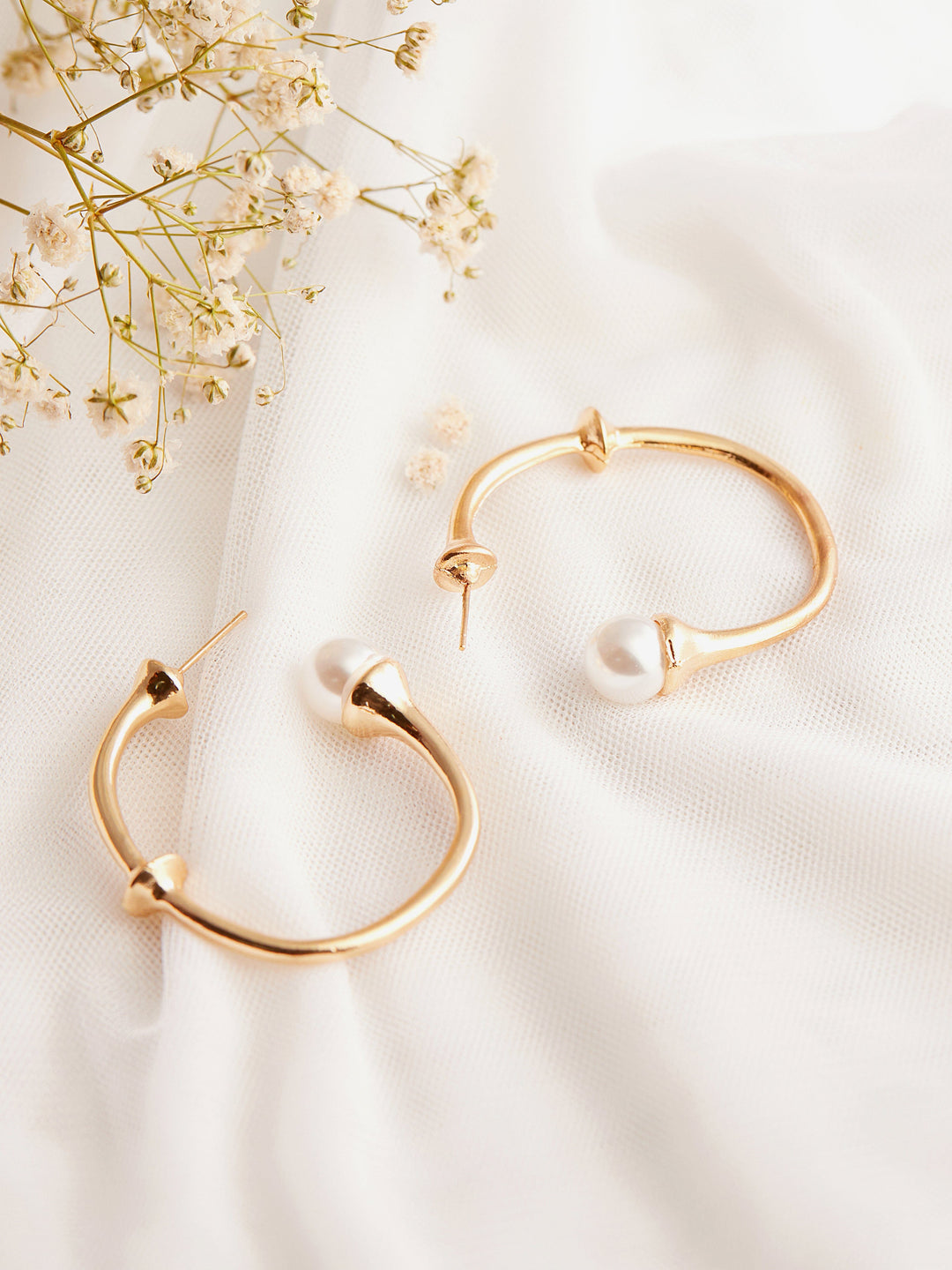 Tokyo Talkies x Rubans Gold Plated Pearls studded Hoop Earrings Earrings