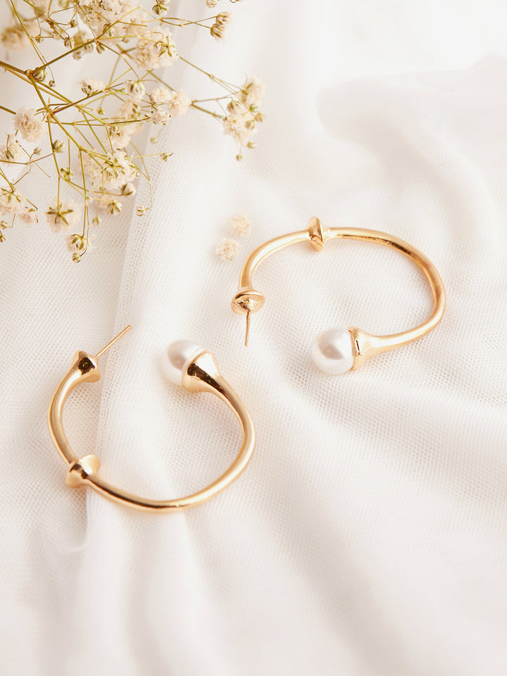 Tokyo Talkies x Rubans Gold Plated Pearls studded Hoop Earrings Earrings