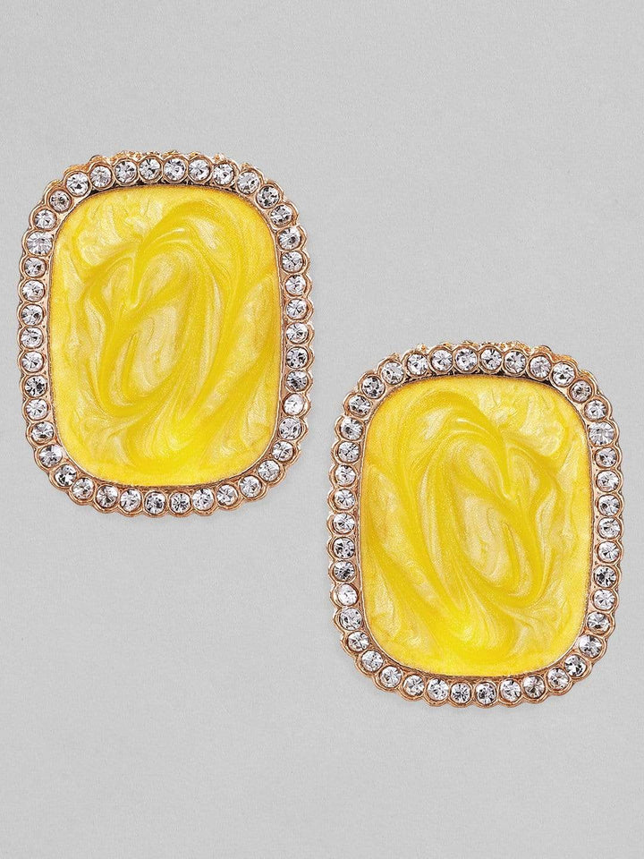 Tokyo Talkies X rubans Gold Plated Stone Studded Yellow Western Earrings. Earrings