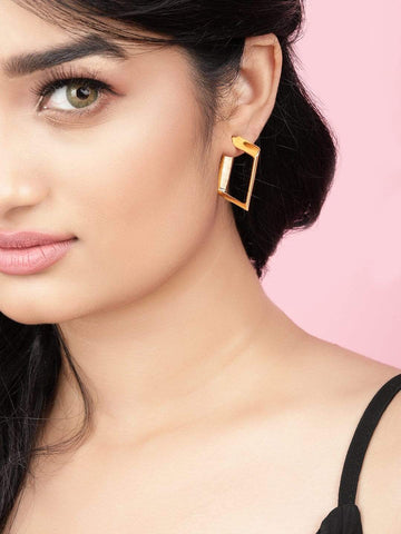 Rubans Gold Toned Handcrafted Hoop Earrings Earrings