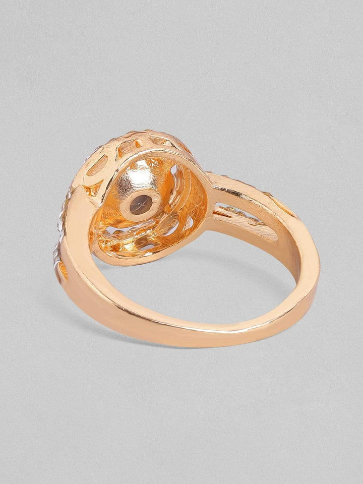 Tokyo Talkies X Rubans Gold Toned Handcrafted Zircon Finger Ring Rings