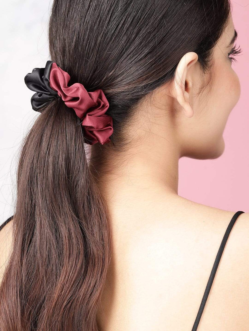 TOKYO TALKIES X rubans Modern Bi-Hue Satin Set of 2 Scrunchies Hair Accessory