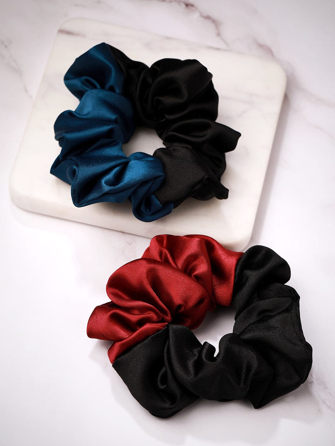 TOKYO TALKIES X rubans Modern Bi-Hue Satin Set of 2 Scrunchies Hair Accessory