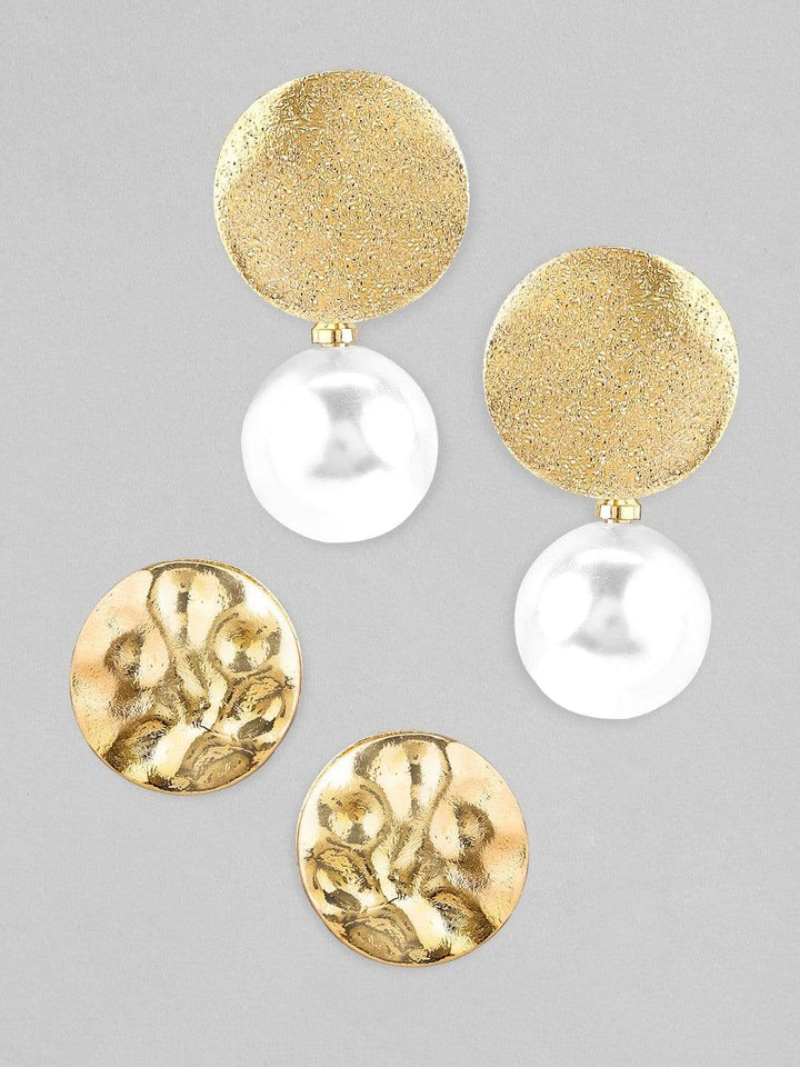 Tokyo Talkies X rubans Set of 2 Drop & Gold Beads Studded Earrings. Earrings