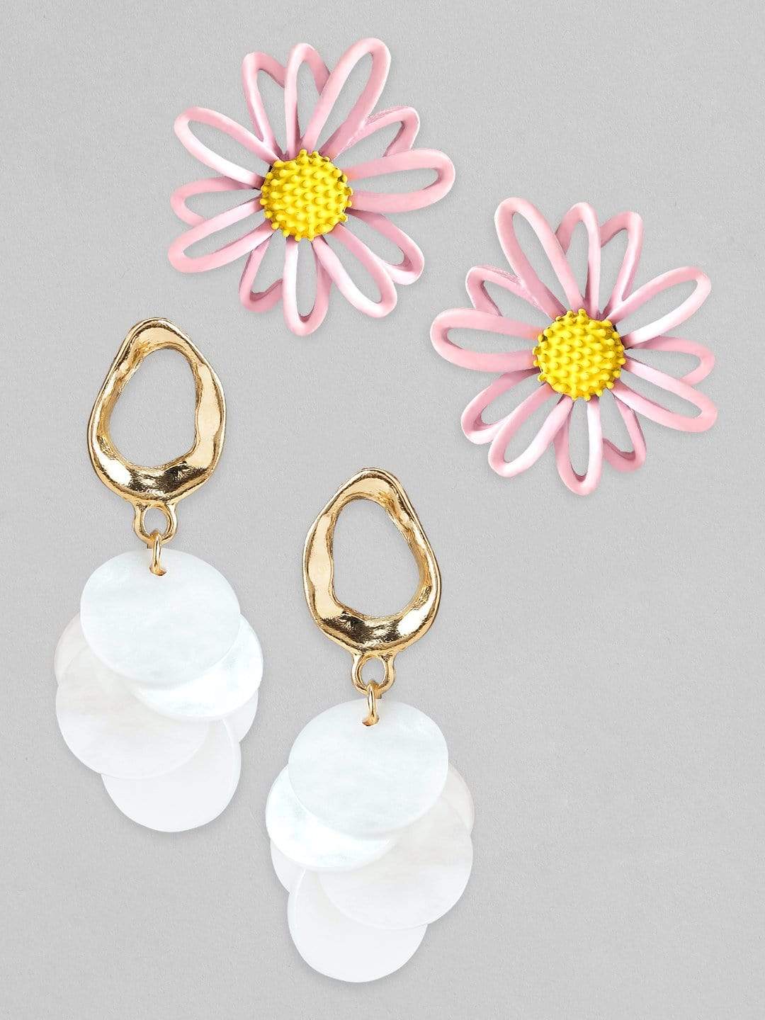 Tokyo Talkies X rubans Set of 2 Floral Shaped & Drop Earrings. Earrings