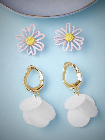rubans Set of 2 Floral Shaped & Drop Earrings. Earrings