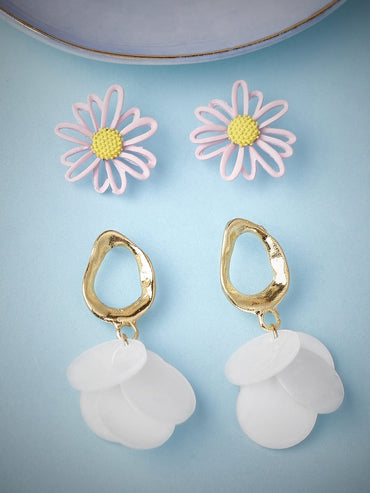 rubans Set of 2 Floral Shaped & Drop Earrings. Earrings
