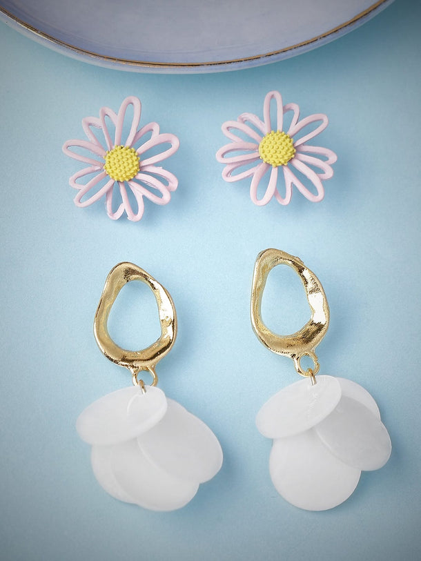rubans Set of 2 Floral Shaped & Drop Earrings. Earrings