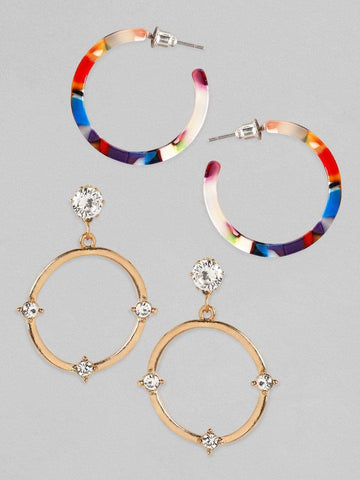 rubans Set of 2 Multicolour Hoop Earrings. Earrings