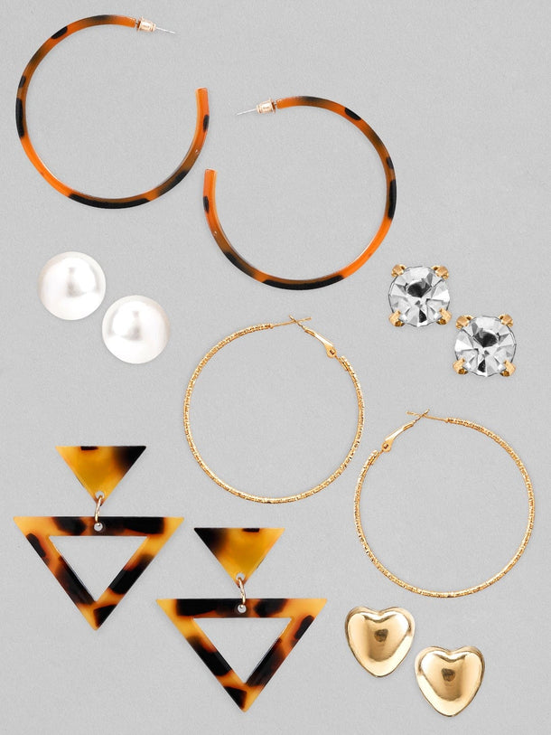 Rubans Set Of 6 Hoop Earrings and Studs Earrings