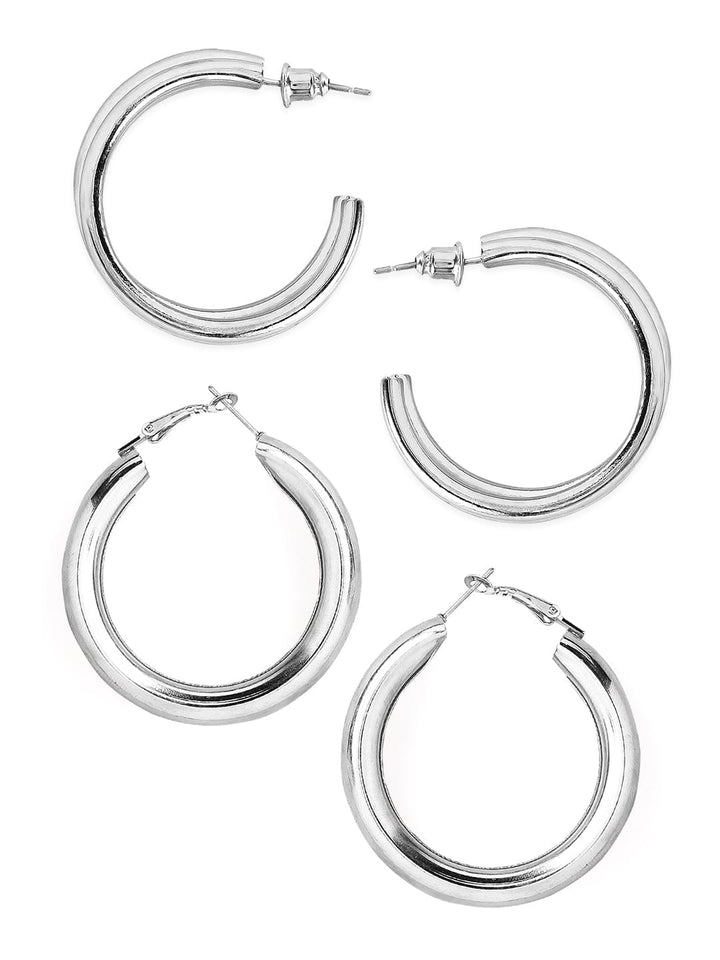 Tokyo Talkies X Rubans Silver Plated Set of 2 Hoop Earrings Earrings