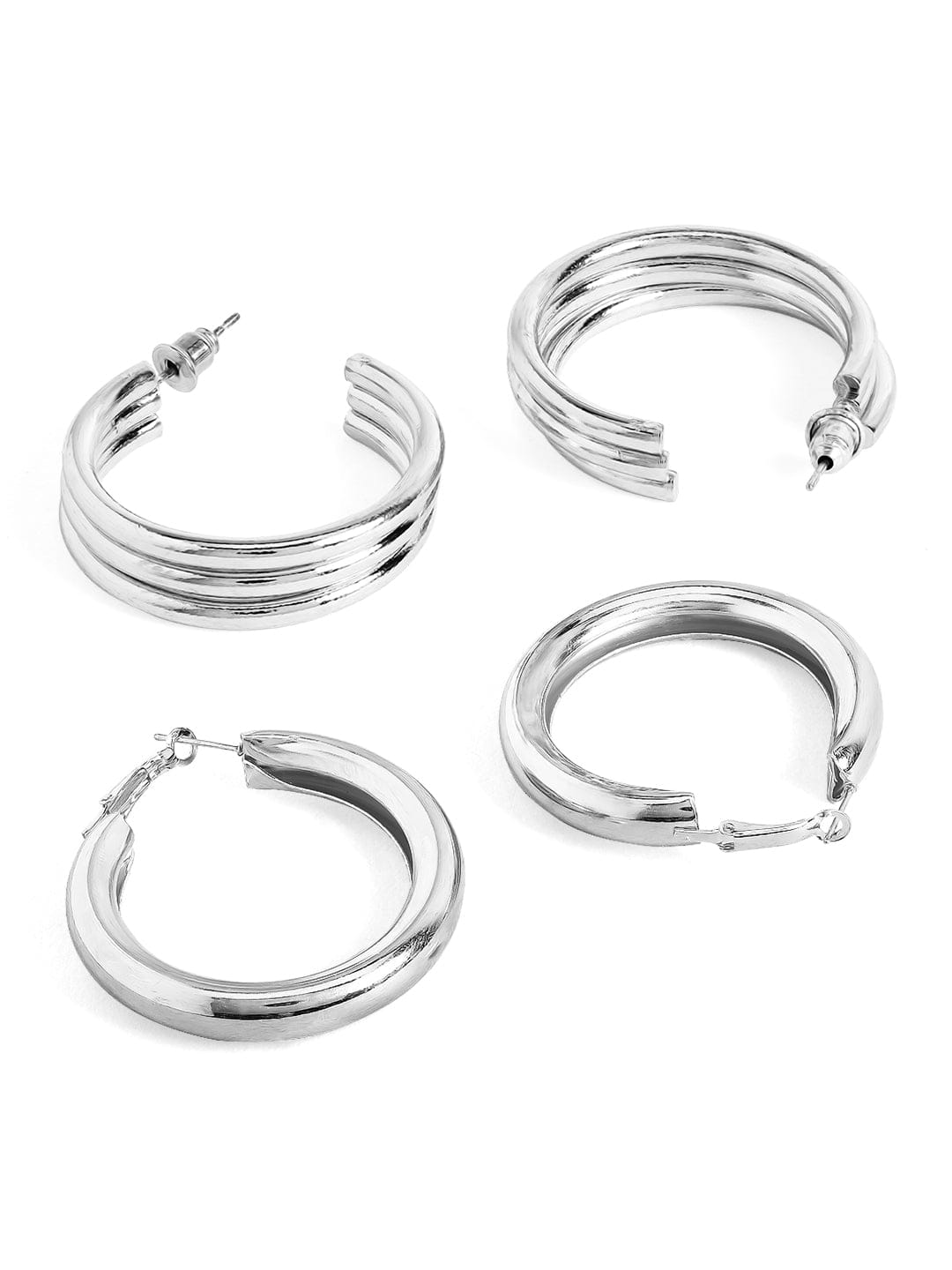 Tokyo Talkies X Rubans Silver Plated Set of 2 Hoop Earrings Earrings